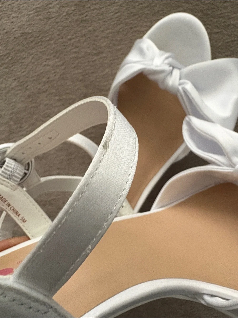 GB Girls Sadie-Girl White Satin Half Bow Platform Dress Sandals Size 10